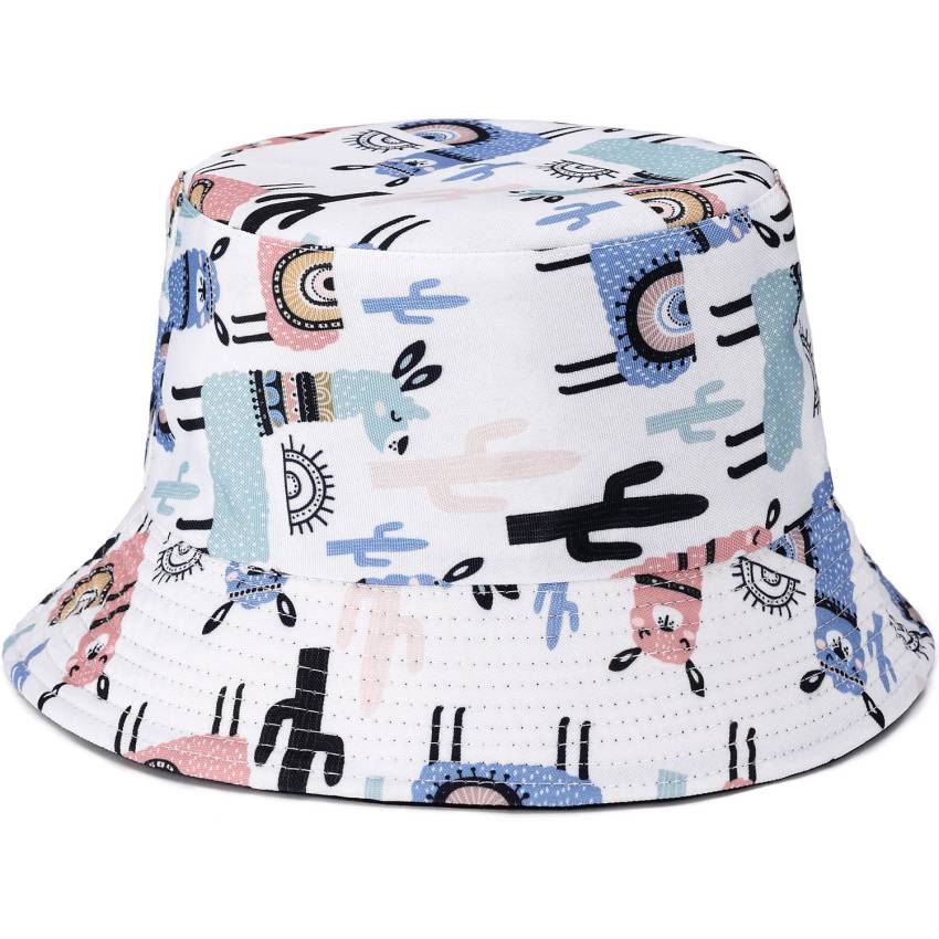 Reversible Printed Bucket hat White