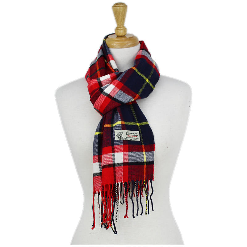 Plaid Cashmere Feel Scarf 12-pack Red/navy/wht