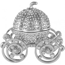 Load image into Gallery viewer, Silver Crystal Studded Small Cinderella Pumpkin Coach Figurine carriage  (MINIMUM OF 2)
