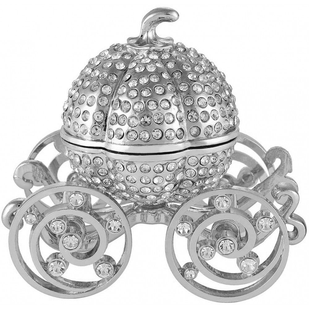 Silver Crystal Studded Small Cinderella Pumpkin Coach Figurine carriage  (MINIMUM OF 2)