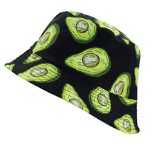 Load image into Gallery viewer, Reversible Avocado Printed Bucket Hat Black
