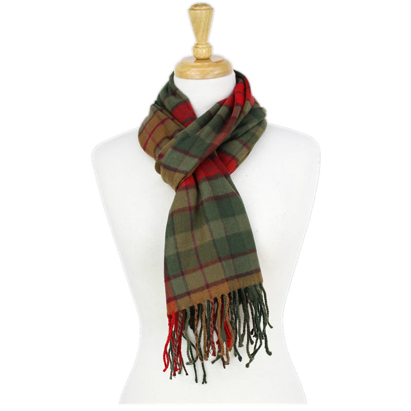 Checkers Cashmere Feel Scarf 12-pack Olive/brn/red