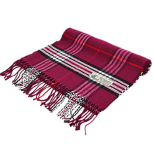 Load image into Gallery viewer, Plaid Cashmere Feel Scarf 12-pack Grape Burgundy
