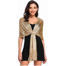 Load image into Gallery viewer, Lightweight Metallic Fish Net Scarf, Party Scarf
