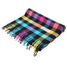 Load image into Gallery viewer, Small Checkers Cashmere Feel Scarf 12-pack Multi Blue
