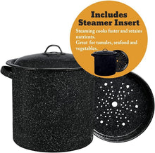 Load image into Gallery viewer, Granite Ware 15.5Qt Tamale Pot w/ Insert Black
