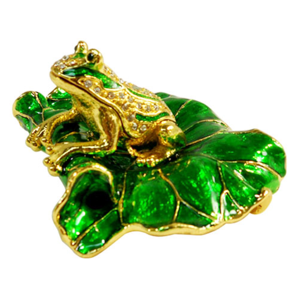 Green Frog on Leaves Jewelry Case  (MINIMUM OF 2)