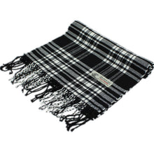 Load image into Gallery viewer, Plaid Cashmere Feel Scarf 12-pack Black/wht
