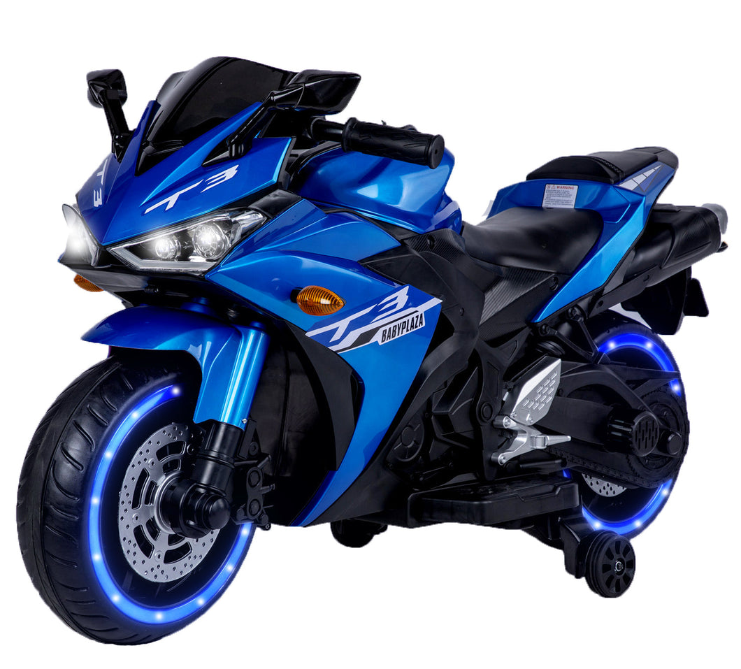 TAMCO-T3 painted blue kids 12V wheels with light, hand drive , electric motorcycle Children ride on motorcycle