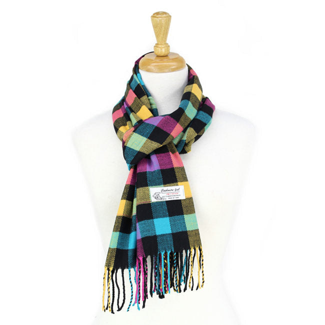 Small Checkers Cashmere Feel Scarf 12-pack Multi Blue