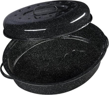 Load image into Gallery viewer, Granite Ware 18&quot; Covered Oval Roaster Black
