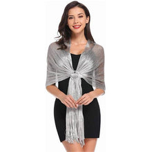 Load image into Gallery viewer, Lightweight Metallic Fish Net Scarf, Party Scarf
