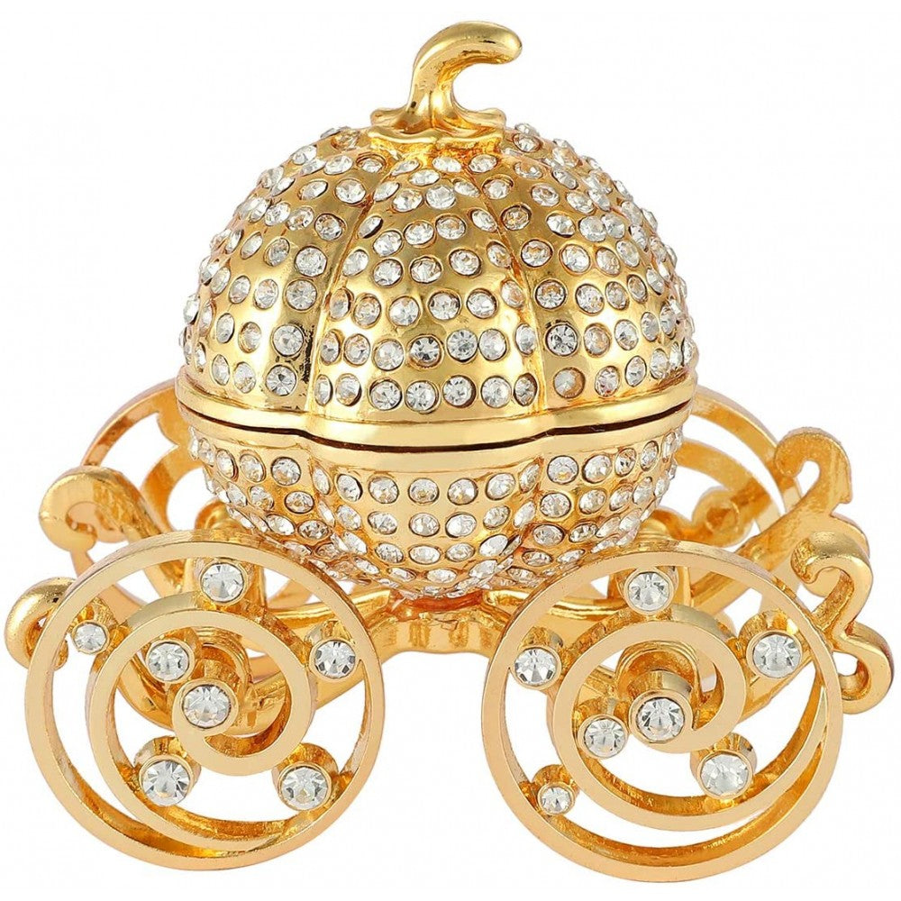 Golden Crystal Studded Small Cinderella Pumpkin Coach Figurine carriage  (MINIMUM OF 2)