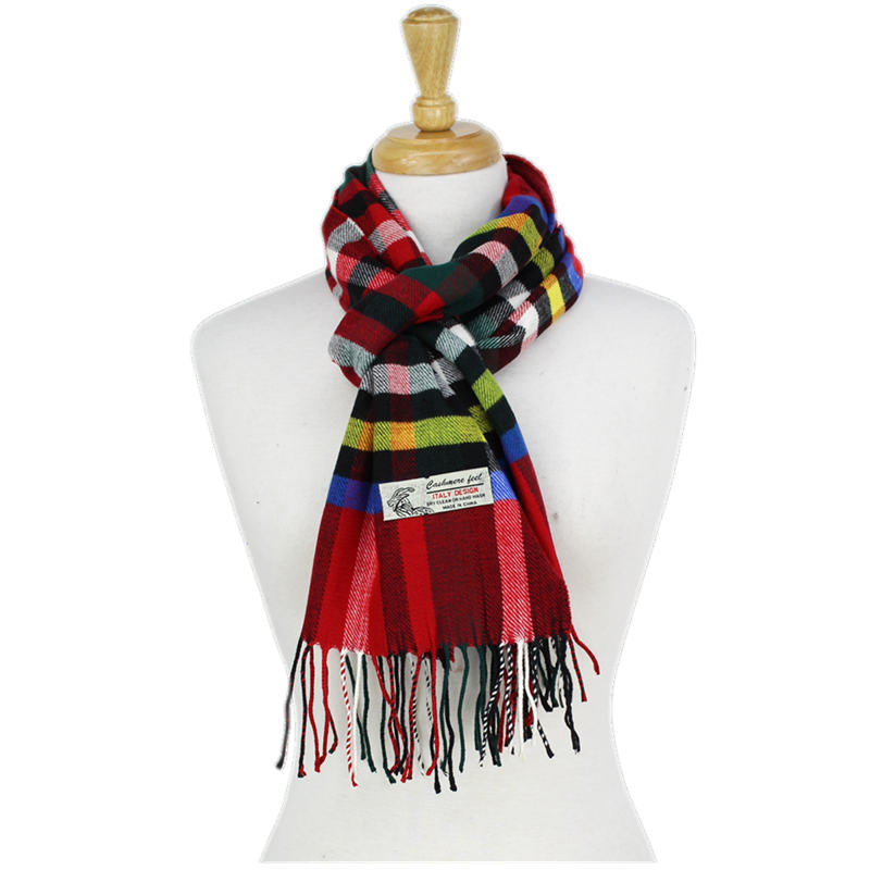 Plaid Cashmere Feel Scarf 12-pack Red/green