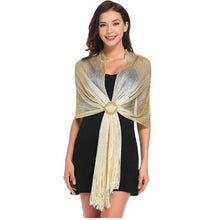 Load image into Gallery viewer, Lightweight Metallic Fish Net Scarf, Party Scarf
