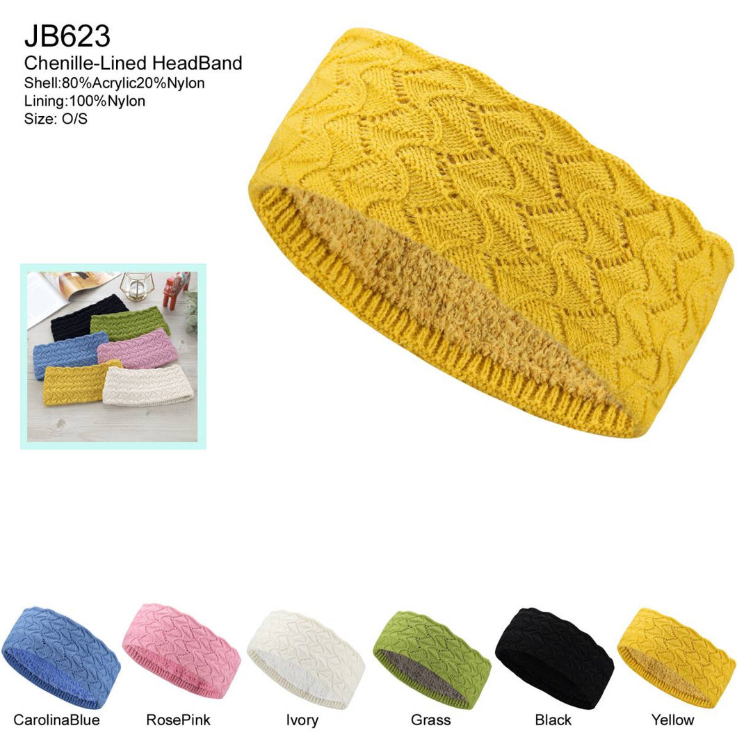 12-pack Women's Cable Knitted Fuzzy Lined Warm Headbands