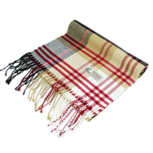Load image into Gallery viewer, Plaid Cashmere Feel Scarf 12-pack Multi Black/camel/white
