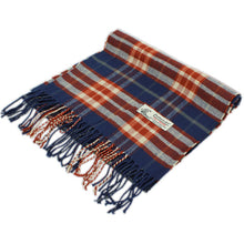 Load image into Gallery viewer, Plaid Cashmere Feel Scarf 12-pack Navy/coco
