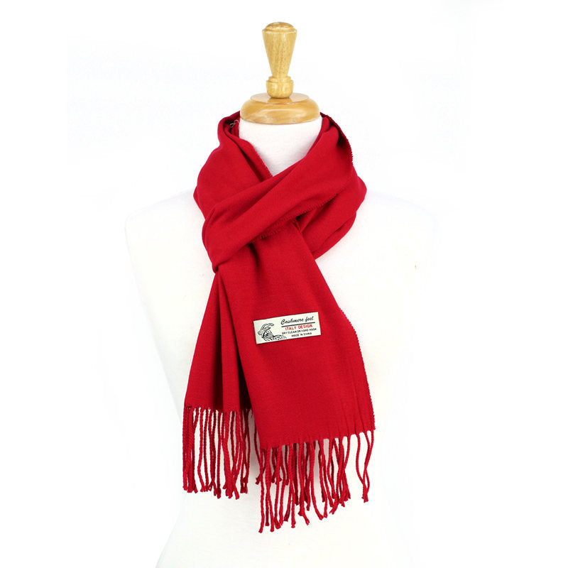 Solid Color Cashmere Feel Scarf 12-pack Red