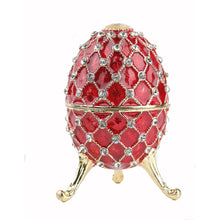 Load image into Gallery viewer, Swarovski Crystals Red Nested Faberge style Egg Decorative Hinged Jewelry Trinket Box (MINIMUM OF 2)
