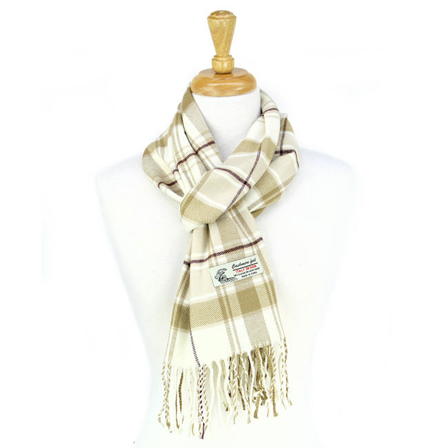 Plaid Cashmere Feel Scarf 12-pack Beige