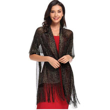 Load image into Gallery viewer, Lightweight Metallic Fish Net Scarf, Party Scarf
